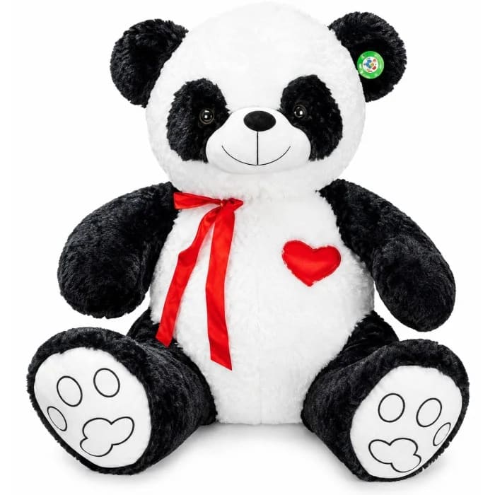 Urso Panda com Laço e Coração 80 cm (Oitenta Centímetros) de Pelúcia VTK-66-4867-80U