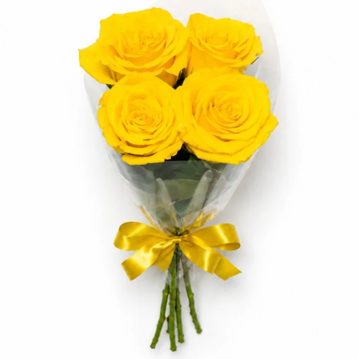 Buquê de Rosa de 4 Rosas Amarelas