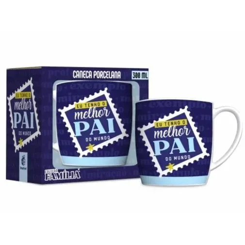 Caneca Porcelana Urban Família Melhor Pai do Mundo 300 ml (trezentos mililitros) (trezentos mililitros)