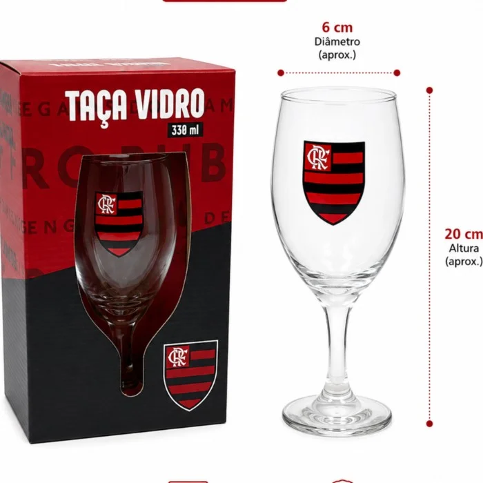 Taça de Vidro Flamengo 330 ml (Trezentos e Trinta Mililitros) Oficial