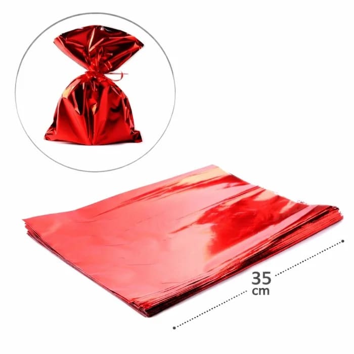 Saco de Presente Metalizado Vermelho 25x35 Unidade