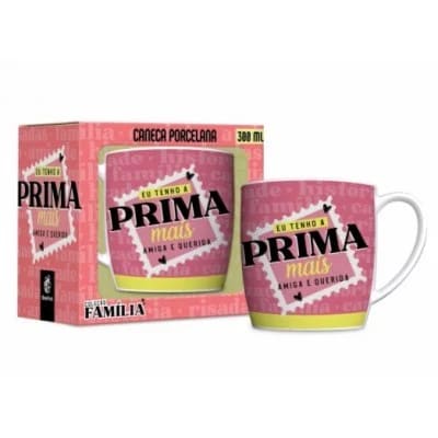 Caneca Porcelana Urban Família Prima Amiga Querida 300 ml (trezentos mililitros)