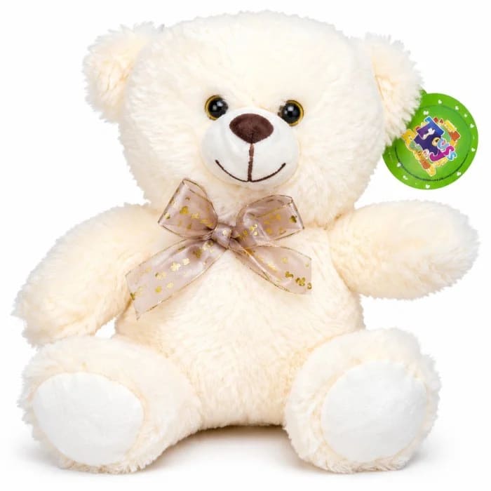 Urso Creme 20 cm (Vinte Centímetros) de Pelúcia com Laço Decorativo 33-22260-20