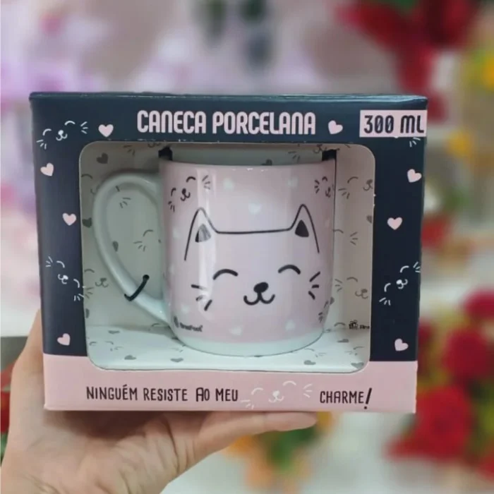 Caneca Gato Porcelana 300 ml