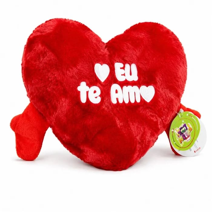 Almofada Coração Eu Te Amo 18 cm (Dezoito Centímetros) de Pelúcia Vermelha Premium 18-16001-18