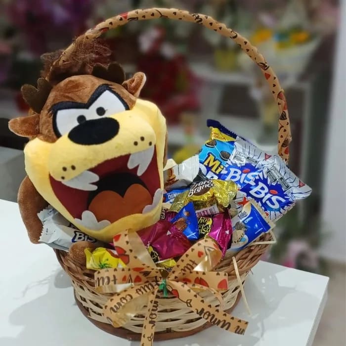 Cesta de Chocolates e Doces Animado Taz Mania