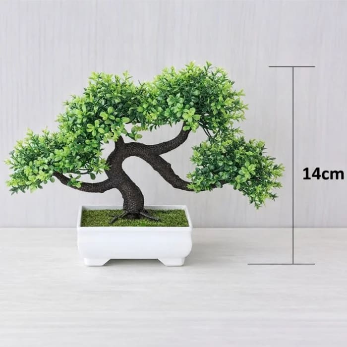 Vaso Decorativo Branco 14 cm (quatorze centímetros) com Bonsai Artificial