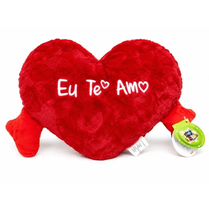 Almofada Coração Eu Te Amo 18 cm (Dezoito Centímetros) Vermelha de Pelúcia Romântica 18-16001-18