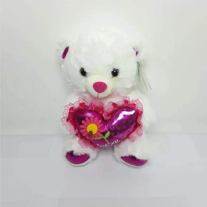 Urso Amor Floral Branco 25 cm de Pelucia 33-21102-25