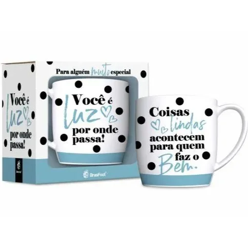 Caneca Porcelana Urban Você é Luz por Onde Passa 300 ml (Trezentos Mililitros)