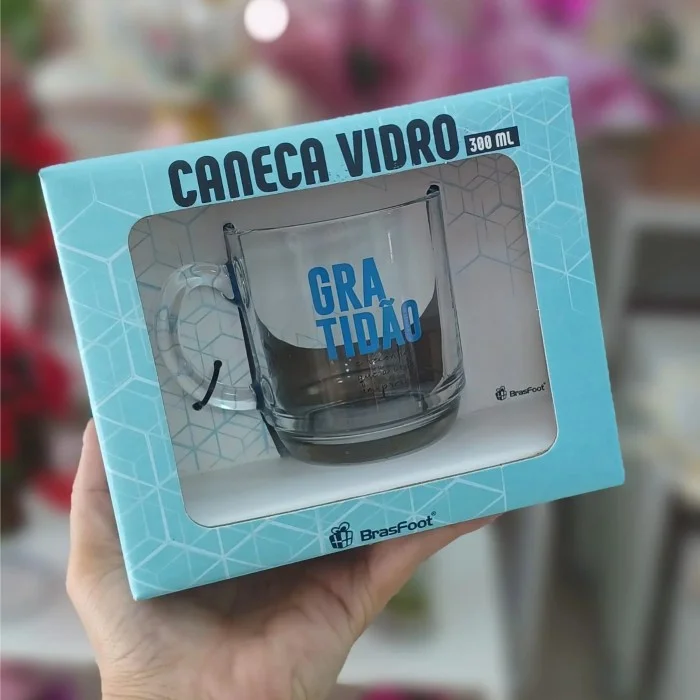 Caneca "Gratidão" Vidro 300 ml