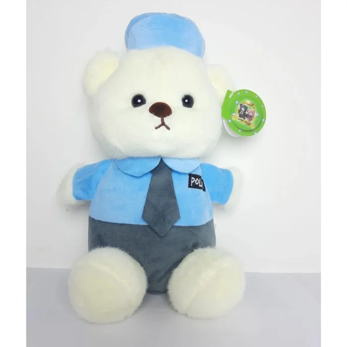 Urso Policial Protetor Branco/Azul 25 cm de Pelucia 66-6956-25