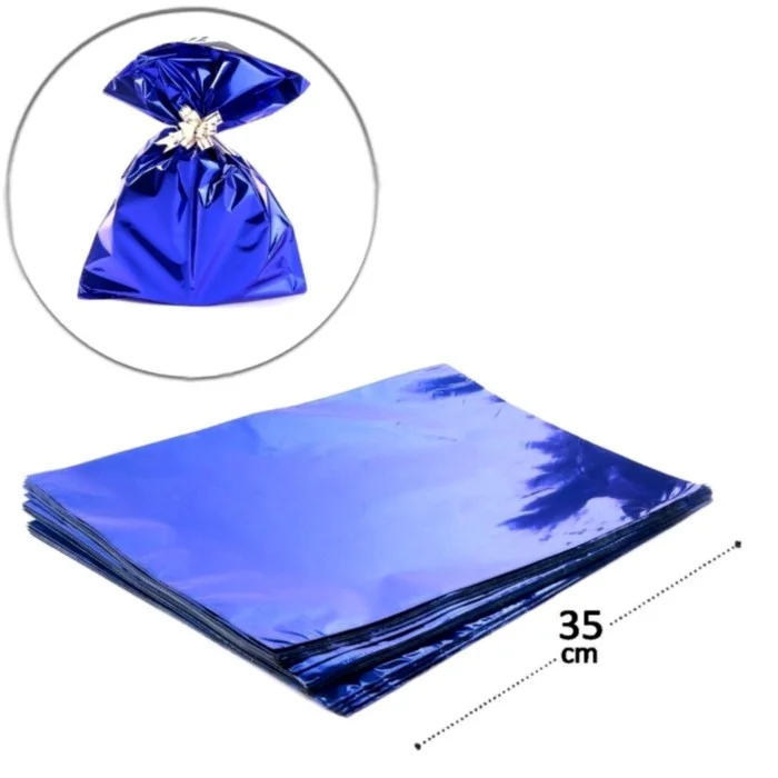 Saco de Presente Metalizado Azul 25x35 Unidade