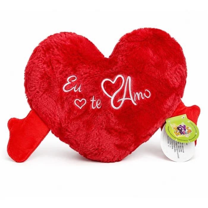 Almofada Coração Eu Te Amo 18 cm (Dezoito Centímetros) de Pelúcia Vermelha Romântica 18-16001-18
