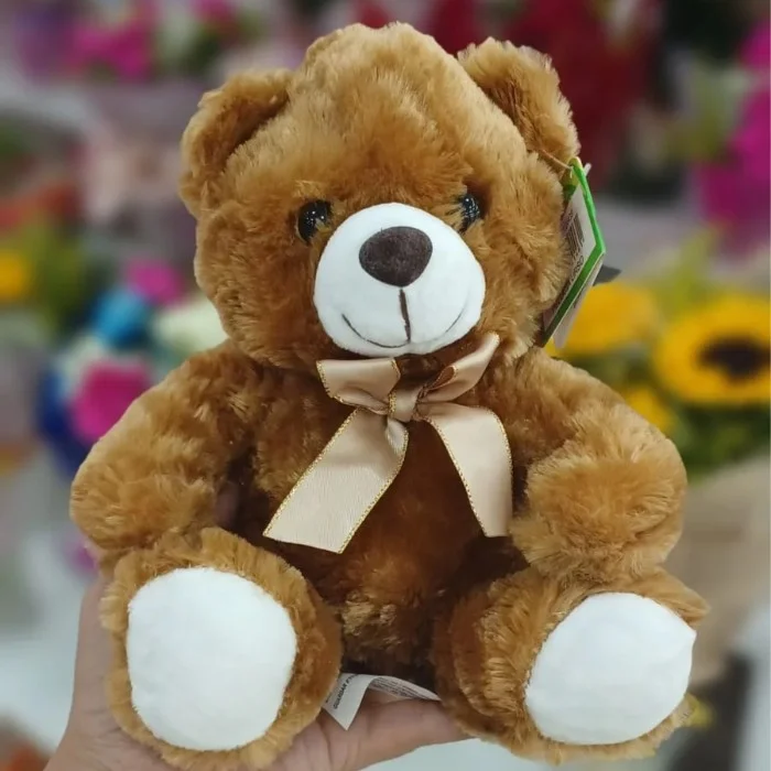 Urso Marrom com Laço 20 cm de Pelúcia FC2609 Fizzy
