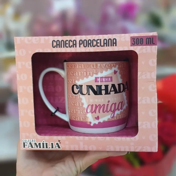 Caneca "Minha Cunhada Minha Grande Amiga" Porcelana 300 ml