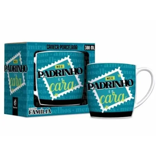 Caneca Porcelana Urban Família Meu Padrinho É o Cara 300 ml (trezentos mililitros)
