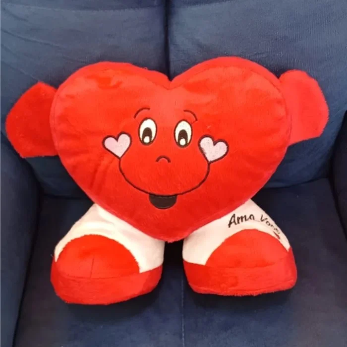 Coração com Mão e Pé "Amo Você" 23 cm de Pelúcia