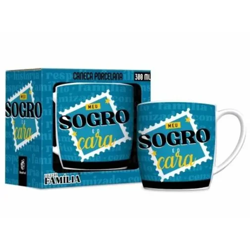 Caneca Porcelana Urban Família Meu Sogro É o Cara 300 ml (trezentos mililitros)