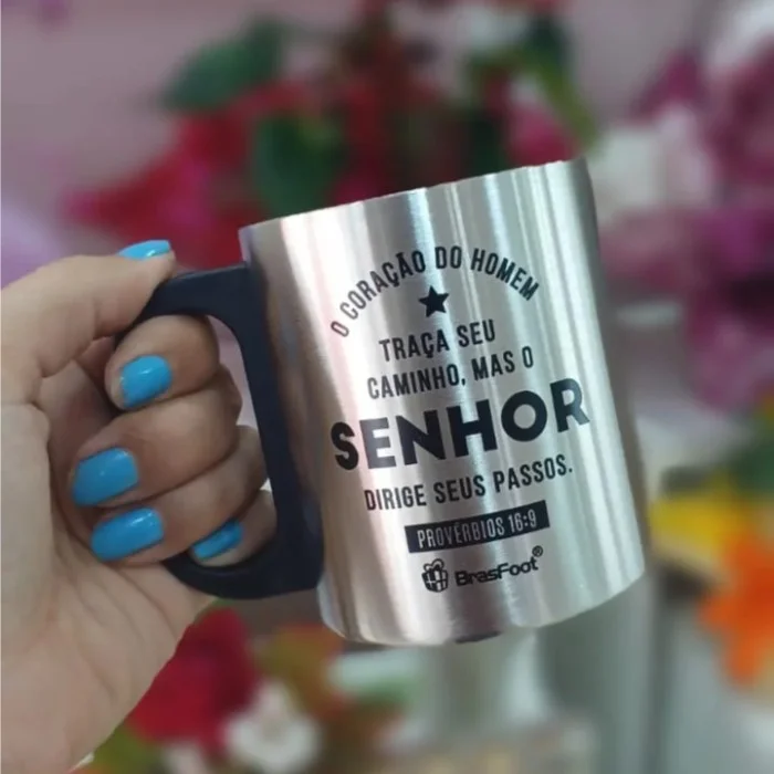 Caneca "Senhor, Dirige Seus Passos" Inox 300 ml
