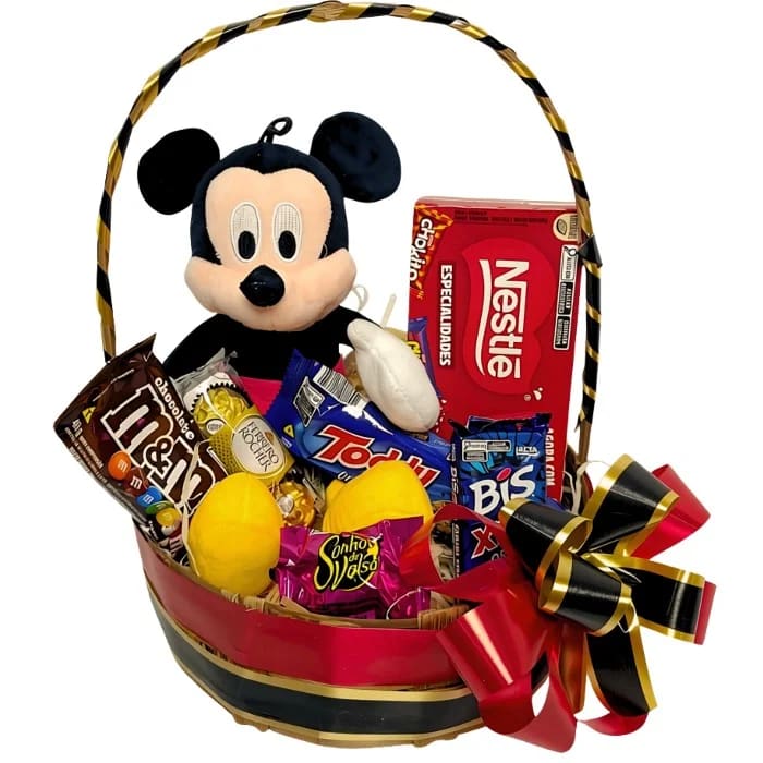 Cesta de Chocolates com Pelúcia do Mickey