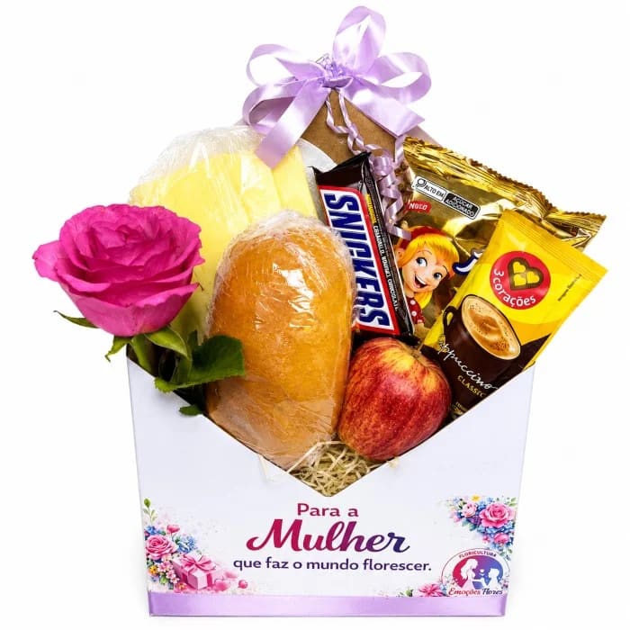 Mini Cesta de Café da Manhã Mulher Envelope com Rosa Pink