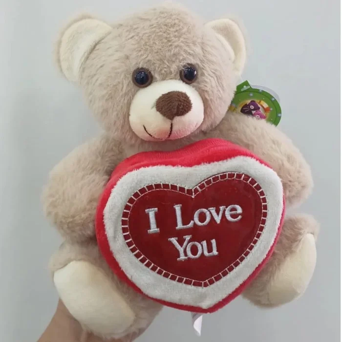 Urso Caco Bege Presente Coração "I LOVE YOU" 21 cm de Pelúcia 88H-24103-20