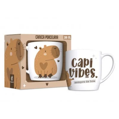 Caneca Porcelana Urban Capivibes 300 ml (trezentos mililitros) Branca