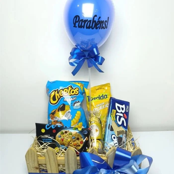 Cesta de Aniversário | Comemorativa - Azul – Comemorativa Premium