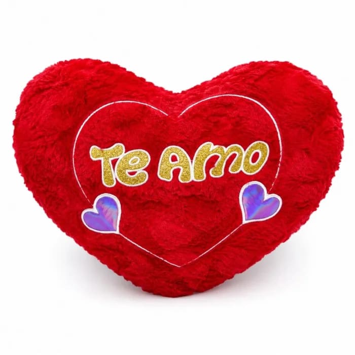 Almofada Coração Te Amo 40 cm (Quarenta Centímetros) de Pelúcia Vermelha Premium Romântica ALC004-40 / ALC005-45