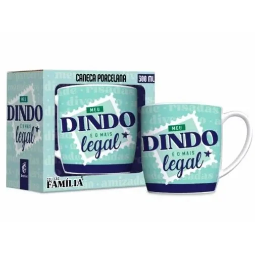 Caneca Porcelana Urban Família Meu Dindo É o Mais Legal 300 ml (trezentos mililitros)