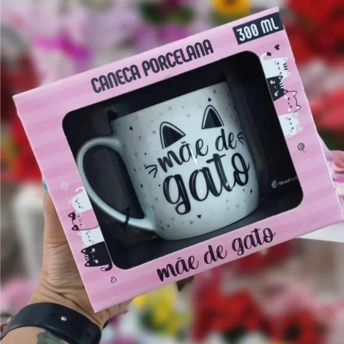 Caneca Mãe de Gato Porcelana 300 ml