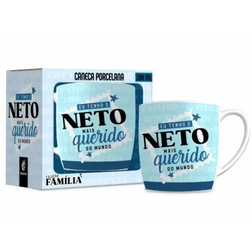 Caneca Porcelana Urban Família Neto Mais Querido do Mundo 300 ml (trezentos mililitros)
