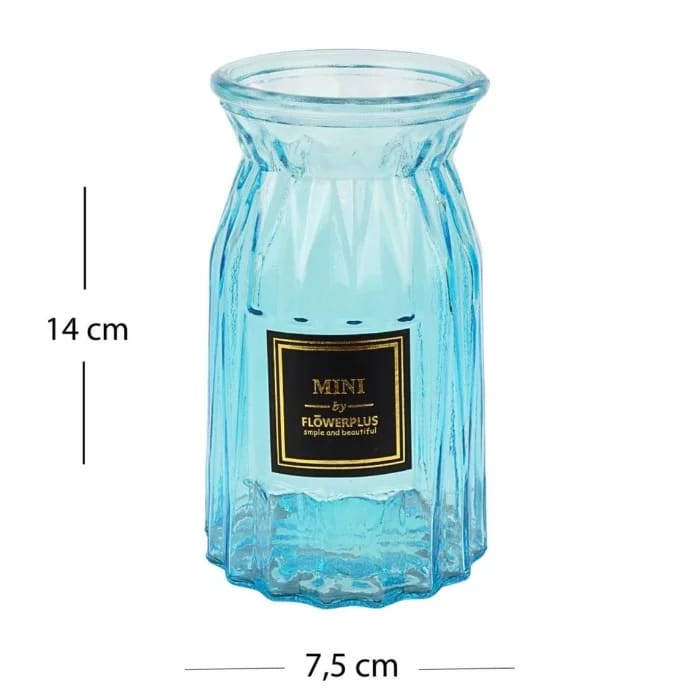 Vaso Decorativo de Vidro 14cm Reflexo Azul Elegance