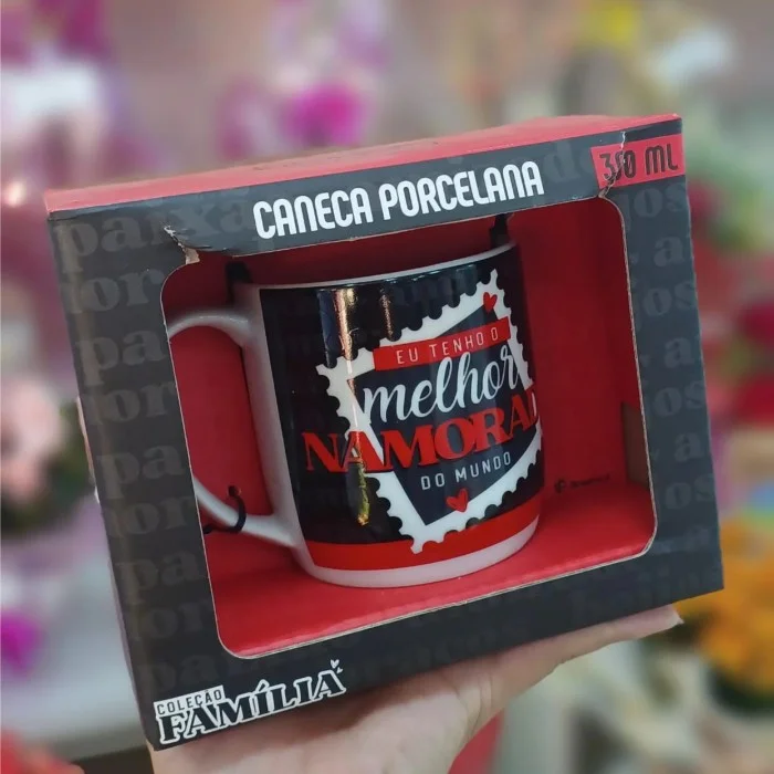 Caneca "Eu Tenho o Melhor Namorado do Mundo" Porcelana 300 ml