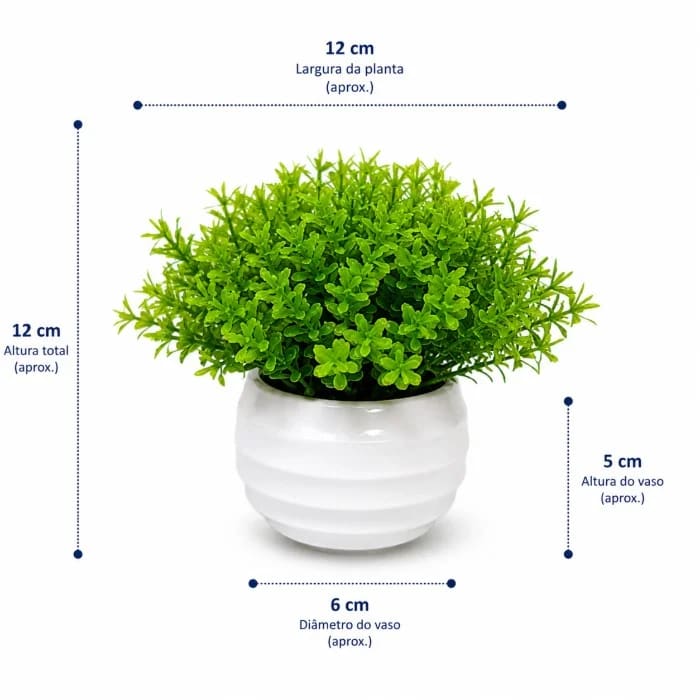 Vaso Decorativo de Plástico com Planta Artificial Permanente Verde