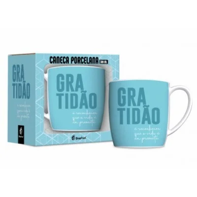 Caneca Porcelana Urban Gratidão é Reconhecer 300 ml (trezentos mililitros)
