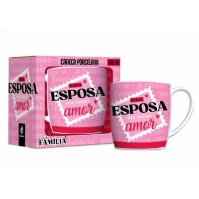 Caneca Porcelana Urban Família Esposa Grande Amor 300 ml (trezentos mililitros)