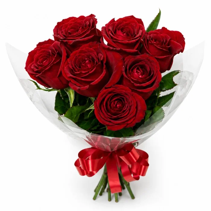 Buquê de 7 Rosas Vermelhas – Beleza Natural