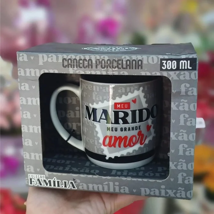 Caneca "Meu Marido Meu Grande Amor" Porcelana 300 ml