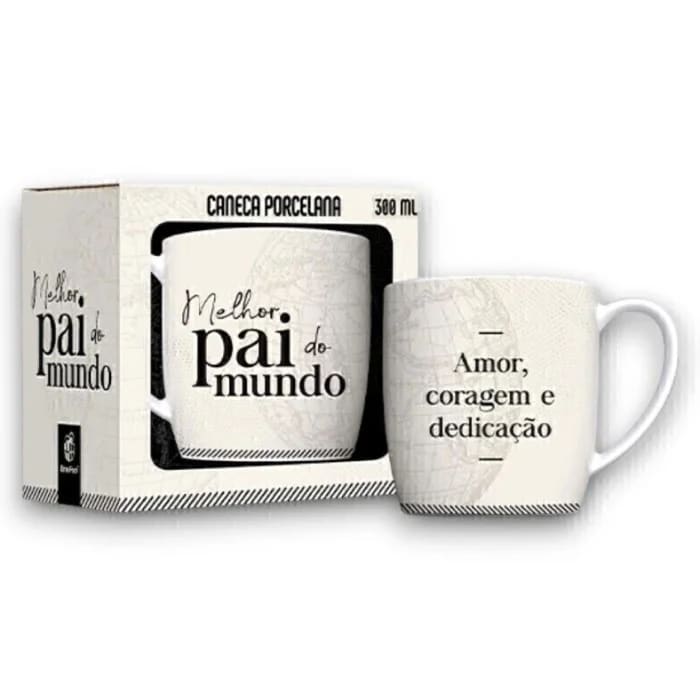 Caneca de Porcelana Melhor Pai do Mundo 308ml (Trezentos e Oito Mililitros) Presente Dia dos Pais