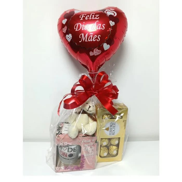 Dia das Mães - Kit Amor de Mãe com Balão de Coração e Caneca "Mamãe Mode On"