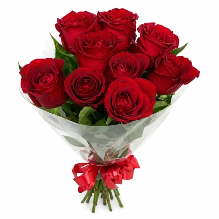 Buquê de 9 Rosas Vermelhas – Beleza Natural