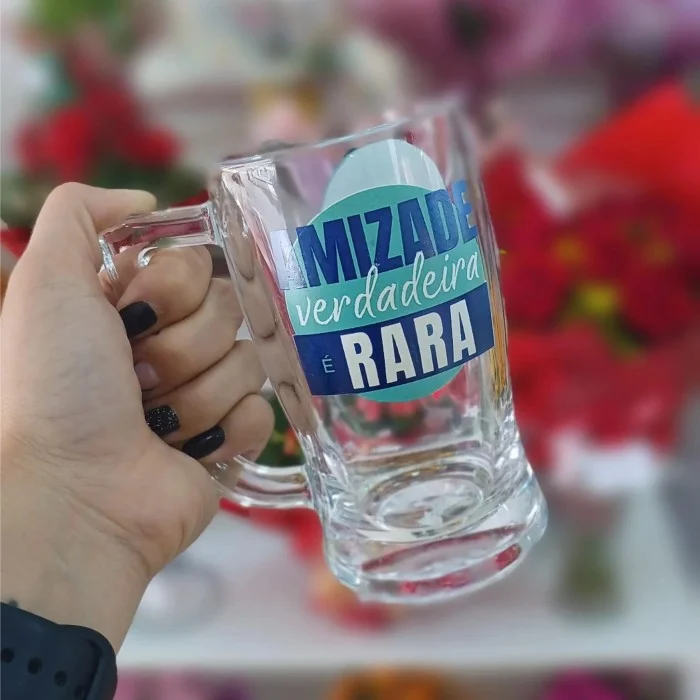 Caneca Taberna "Amizade Verdadeira é Rara" Vidro 340 ml