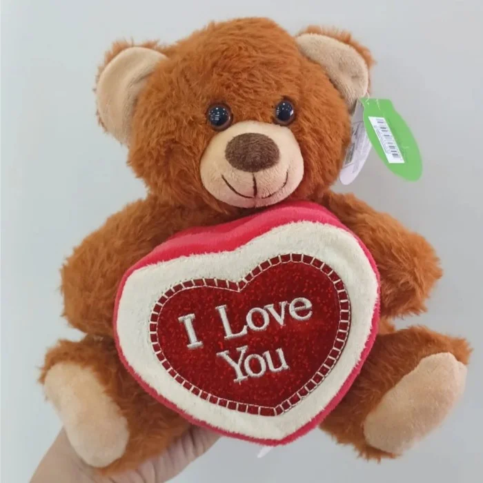 Urso Caco Caramelo Presente Coração "I LOVE YOU" 21 cm de Pelúcia 88H-24103-20