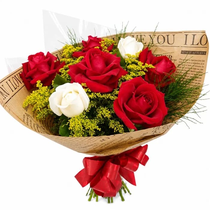 Buquê de 7 Rosas em Papel Kraft