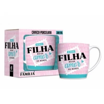 Caneca Porcelana Urban Família Filha Maior Amor 300 ml (trezentos mililitros)