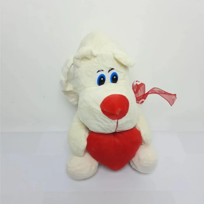 Cachorro Coração Amigo Branco 24 cm de Pelucia SDR1903-24