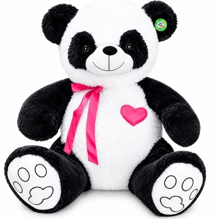 Urso Panda com Laço e Coração 80 cm (Oitenta Centímetros) de Pelúcia VTK-66-4867-80U