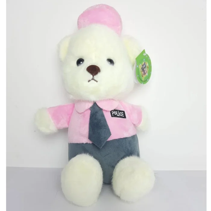 Urso Policial Protetor Branco/Rosa 25 cm de Pelucia 66-6956-25